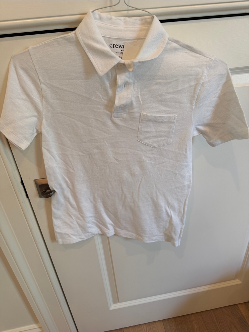 Boys crew it’s white polo shirt, size YL, EUC, no stains